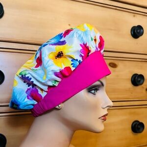 Floral Pink Women's Nurse Chemo Hat Cap DIY
